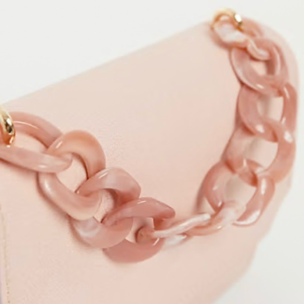 ASOS DESIGN cross body with resin top handle chain and detachable strap in blush
